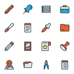 Tool icons colored line set with folder crayola vector