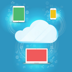 Cloud computing concept background tablet vector