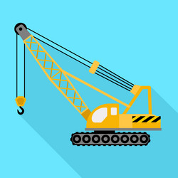 Construction excavator crane icon flat style Vector Image
