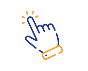 Hand cursor line icon click action sign vector