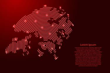 Hong kong map from futuristic concentric red vector