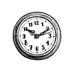 ink sketch of clock dial face vector