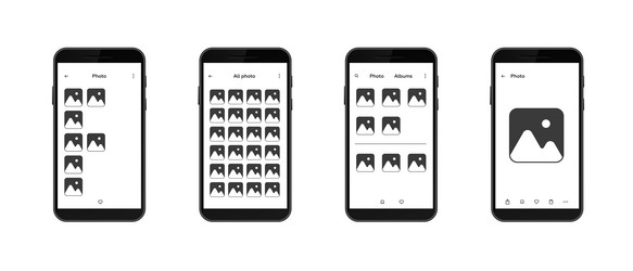 mobile interface displaying different photo vector image
