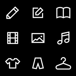 set icons for simple flat style ui design vector image