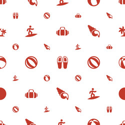 Beach icons pattern seamless white background Vector Image