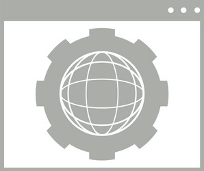 browser window with a web and gear symbol vector image