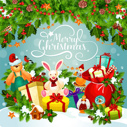 Christmas Holiday Gift Poster Vector Image