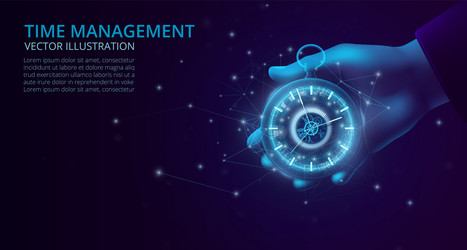 digital clock low poly watch time management vector image