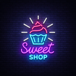 Neon Candy Shop Logo Vector Image