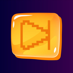 Backward rewind glossy ui button with pixelated vector