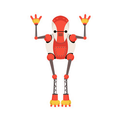 red and white android robot character with thin vector image