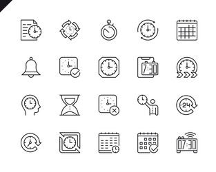 simple set of time related line icons linear vector image