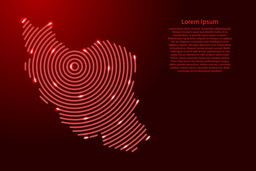 Iran map from futuristic concentric red circles vector