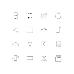 network and database simple linear icons set vector image