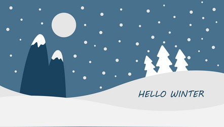 Hello winter blue landscape snowy funny vector