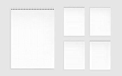 Notebook sheetspages with lines dots and checks vector