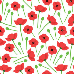 Poppy seamless pattern with white background vector