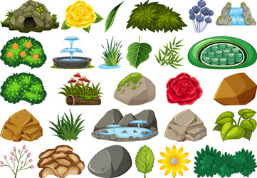 Set isolated objects theme - nature Royalty Free Vector