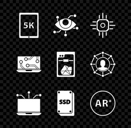 Set tablet with text 5k virtual reality vector