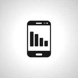 Analyzing statistics mobile app icon bar chart vector