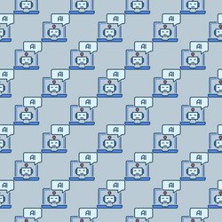 ai speech bubble and laptop computer robot vector