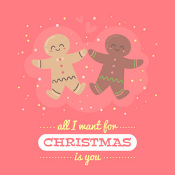 merry christmas card with cute cartoon character vector