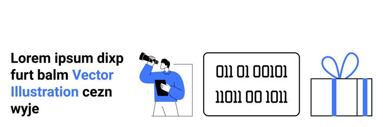 person viewing binary code on clipboard and gift vector image