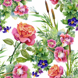 watercolor seamless pattern with roses background Vector Image