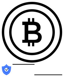 bitcoin logo in concentric circles with a security vector image