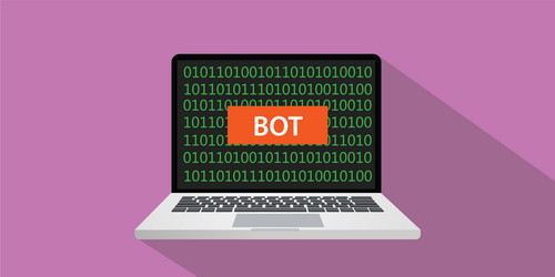 Bot concept with laptop computer and text banner vector