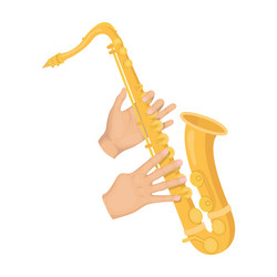 Saxophonist plays the saxophone golden vector