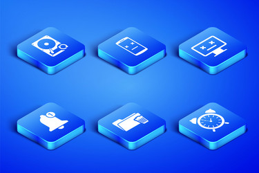 set alarm clock hard disk drive hdd sync refresh vector image