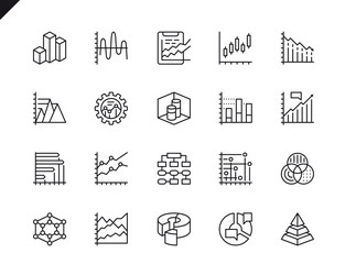simple set of charts and diagrams related line vector image