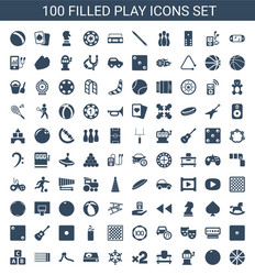 100 play icons vector