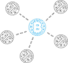 Bitcoin mining pool mesh wire frame model vector