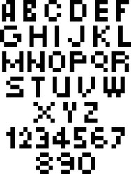 pixel font - alphabets and numerals characters vector image