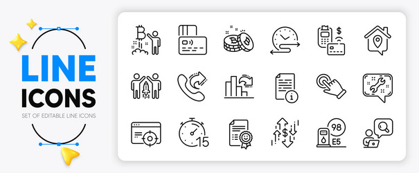 pos terminal bitcoin project and share call line vector image