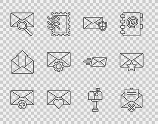 Set line received message concept delete envelope vector