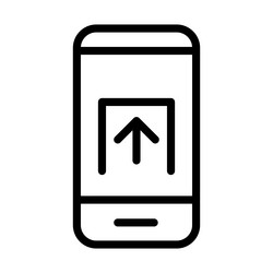 Upload smartphone icon line isolated on white vector