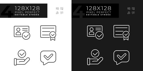 Checkmarks in paper pixel perfect linear icons vector