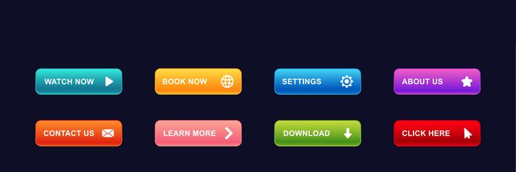 colorful web buttons for navigation and actions vector image