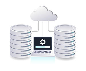 maintaining database server growth in cloud vector image
