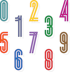 set colorful numbers formed by parallel lines vector image