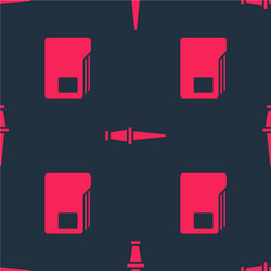 set document folder and push pin on seamless vector image