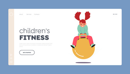 Children fitness landing page template girl vector