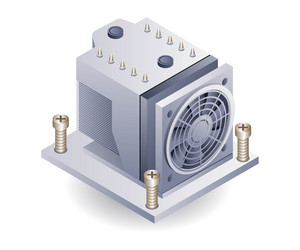 high speed computer processor flat isometric 3d vector image