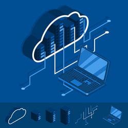 isometric modern cloud technology and networking vector