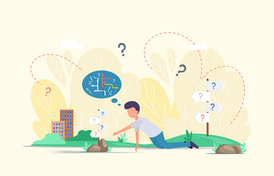 man making decision looking at question mark vector image