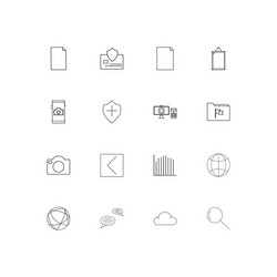 network and database simple linear icons set vector image