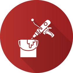 paint mixer in bucket flat linear long shadow icon vector image